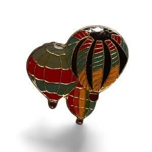Vintage Hot Air Balloon Enamel Pin Three Balloon Cluster Enamel Brooch Aviation